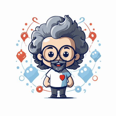 Illustration for Vector illustration of a cartoon character of a man with a mustache and glasses. - Royalty Free Image