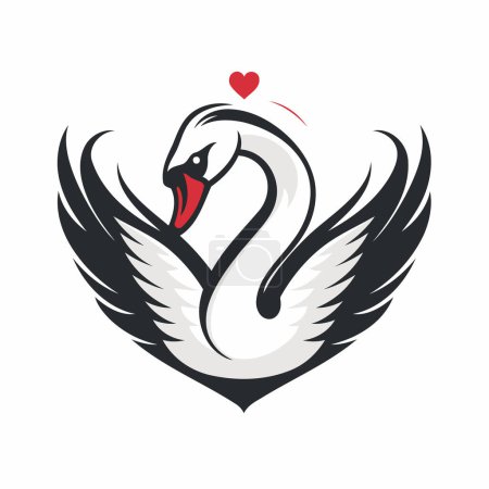 Ilustración de Cisne con alas en forma de corazón. Ilustración vectorial. - Imagen libre de derechos