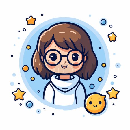 Illustration for Cute girl with glasses. Vector illustration in a flat style. - Royalty Free Image
