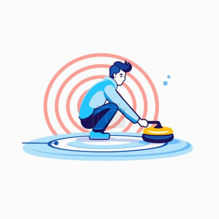 Illustration for Vector illustration. flat design. Man in blue sportswear is engaged in carpentry. - Royalty Free Image