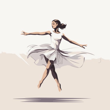 Illustration for Beautiful ballerina in a white dress. Vector illustration. - Royalty Free Image