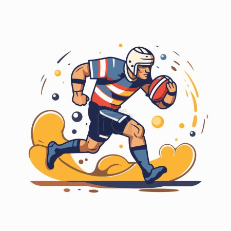 Illustration for Rugby player running with ball. Colorful vector illustration. - Royalty Free Image