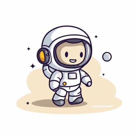 Ilustración de Bonita caricatura de astronauta. Ilustración vectorial. Pequeño astronauta lindo. - Imagen libre de derechos