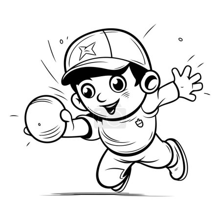 Ilustración de Ilustración de dibujos animados del lindo personaje de la mascota del jugador de béisbol del niño - Imagen libre de derechos