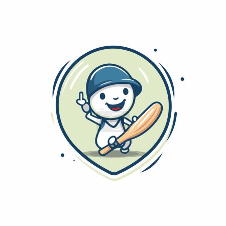 Illustration for Cricket player holding a bat and ball in his hand. Vector illustration. - Royalty Free Image