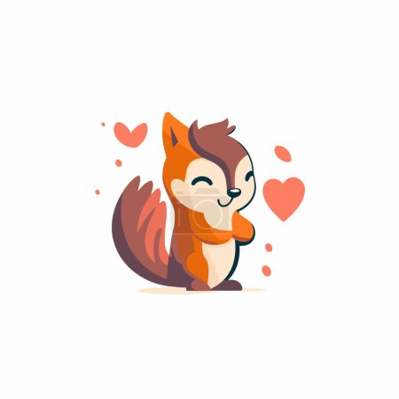 Illustration for Cute squirrel in love. Vector illustration in flat cartoon style. - Royalty Free Image