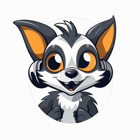 Illustration for Portrait of a cute raccoon in a circle. Vector illustration. - Royalty Free Image