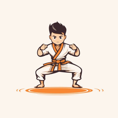 Téléchargez les illustrations : Combattant de taekwondo. Illustration vectorielle d'un combattant de karaté - en licence libre de droit
