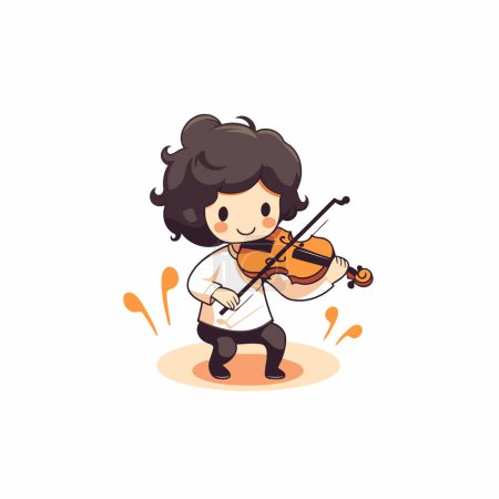 Téléchargez les illustrations : Joli petit garçon jouant du violon. Illustration vectorielle sur fond blanc. - en licence libre de droit