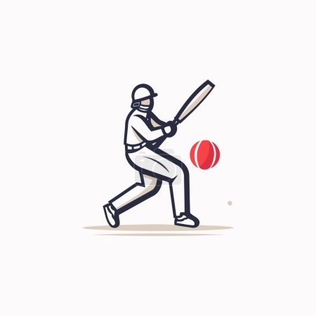 Illustration for Cricket player with bat and ball in action. Vector illustration. - Royalty Free Image