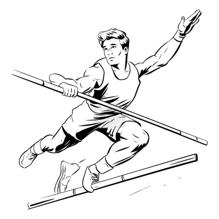 Téléchargez les illustrations : Illustration d'un lanceur de javelot lançant un javelot - en licence libre de droit