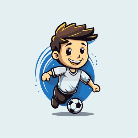 Illustration for Soccer player cartoon vector illustration. Cartoon soccer player with ball. - Royalty Free Image