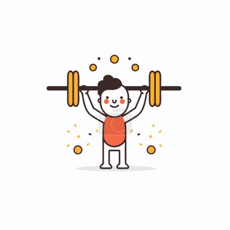 Ilustración de Icono plano de fitness. Ilustración vectorial de un hombre levantando una barra - Imagen libre de derechos