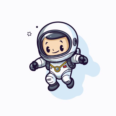 Téléchargez les illustrations : Mignon astronaute dans l'espace. Illustration vectorielle de bande dessinée sur fond blanc. - en licence libre de droit