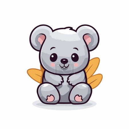 Téléchargez les illustrations : Mignon koala assis sur le sol. Illustration vectorielle dans le style dessin animé. - en licence libre de droit
