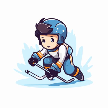 Illustration for Hockey player. Vector illustration of a cartoon hockey player on ice. - Royalty Free Image