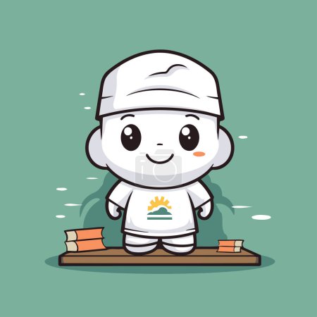Illustration for Cute cartoon chef character with chef hat and uniform vector illustration. - Royalty Free Image