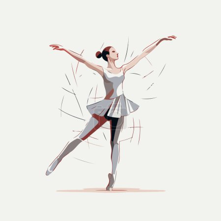 Ballerina in white tutu. pointe shoes. Vector illustration.