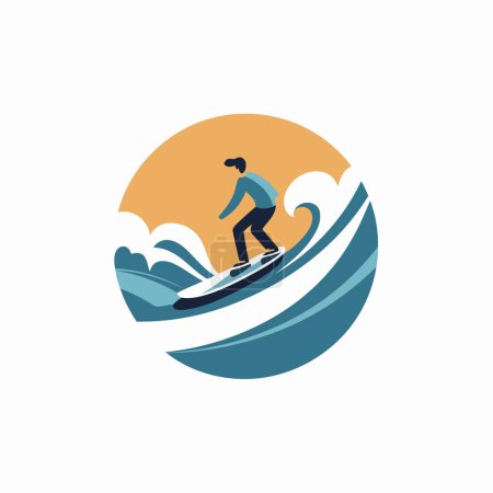 Illustration for Surfing vector logo template. Surfer icon. Vector illustration. - Royalty Free Image