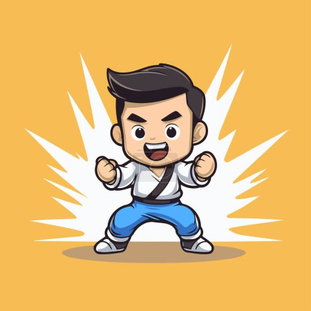 Taekwondo Maskottchen Charakter - Vector Cartoon Illustration
