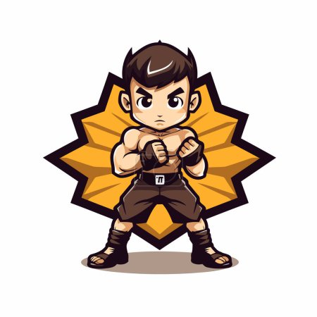 Illustration for Kung fu boy cartoon theme vector art illustration. Suitable for both print and web. - Royalty Free Image