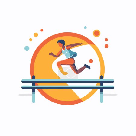 Illustration for Vector illustration of running woman in sportswear. Flat design. - Royalty Free Image
