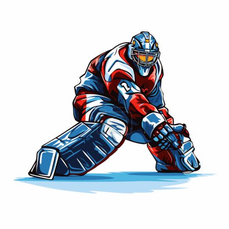 Illustration for Ice hockey player with the ball. Vector illustration in cartoon style. - Royalty Free Image