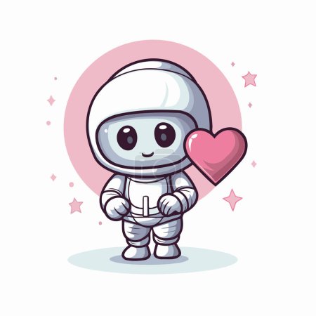 Illustration for Cute astronaut holding heart. Cute cartoon character. Vector illustration. - Royalty Free Image