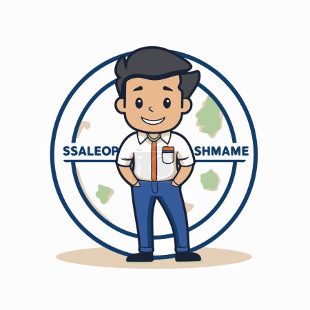 Illustration for Salesman with smartphone and map icon vector illustration eps 10 - Royalty Free Image