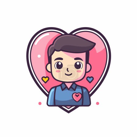 Illustration for Cute boy in heart shape. Vector illustration. Love concept. - Royalty Free Image