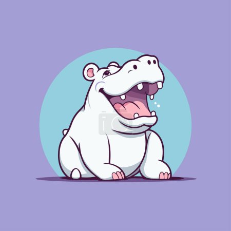 Ilustración de Lindo personaje de dibujos animados hipopótamo. Ilustración vectorial del hipopótamo. - Imagen libre de derechos