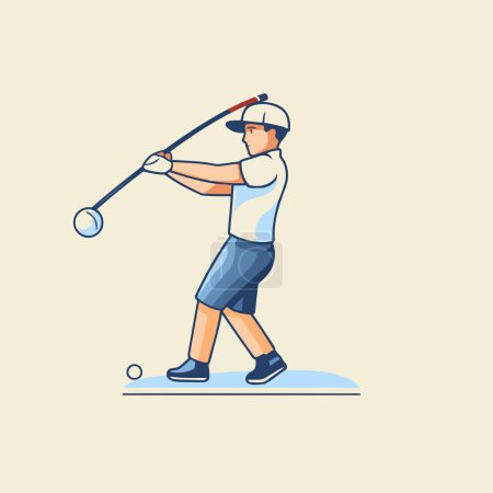 Illustration for Golfer playing golf. Vector illustration in a flat style. - Royalty Free Image