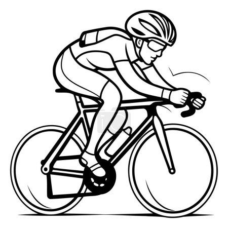 Illustration for Cyclist - Black and White Vector Illustration. EPS10 - Royalty Free Image