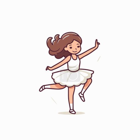 Cute little ballerina dancing ballet. Vector illustration in cartoon style