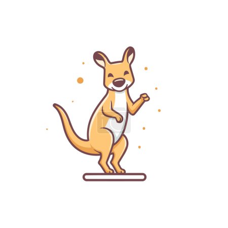 Illustration for Kangaroo icon in flat style. Animal vector illustration on white isolated background. - Royalty Free Image