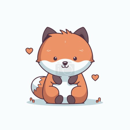 Illustration for Cute fox sitting and holding heart. Vector cartoon character illustration. - Royalty Free Image