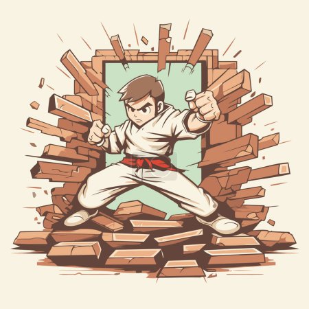 Illustration for Taekwondo. Martial arts. Hand drawn vector illustration. - Royalty Free Image