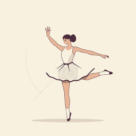 Illustration for Ballerina in a white tutu dancing. Vector illustration. - Royalty Free Image