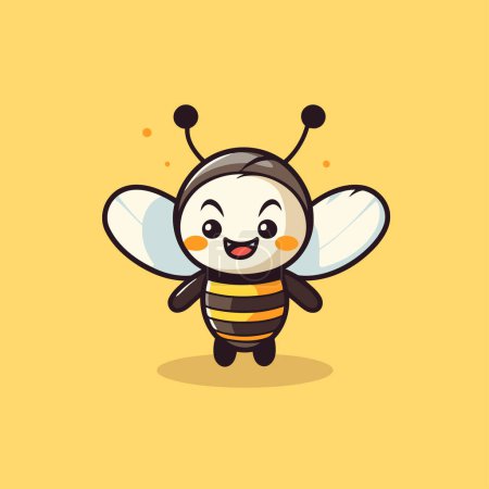 Illustration for Cute Bee Cartoon Mascot Character Flat Design Style Vector Illustration - Royalty Free Image