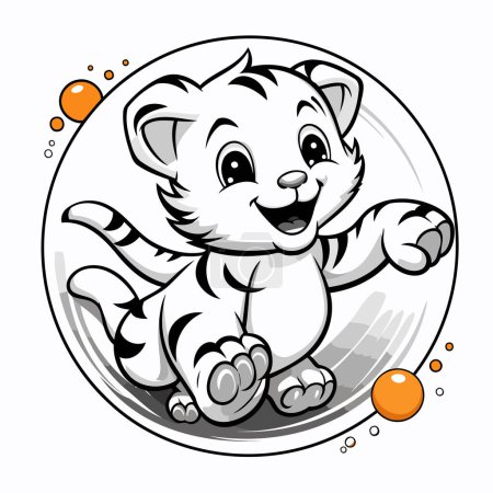 Ilustración de Ilustración de un lindo tigre bebé - Personaje de dibujos animados de colores - Imagen libre de derechos