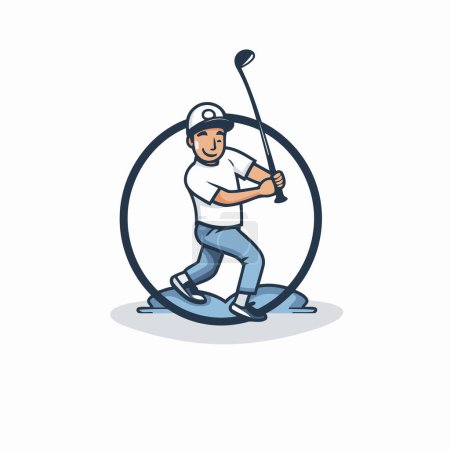 Illustration for Golf player icon. Vector illustration of golf player in action. - Royalty Free Image