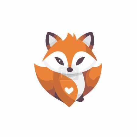 Illustration for Cute fox with heart icon. Vector illustration in flat style. - Royalty Free Image