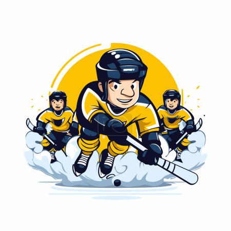 Illustration for Ice hockey player team vector illustration. Ice hockey player with the stick - Royalty Free Image