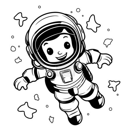 Illustration for Cute cartoon astronaut flying in space. Vector illustration for children. - Royalty Free Image