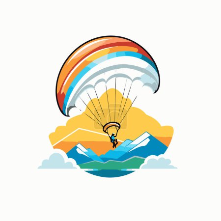 Illustration for Paraglider in the sky. Paraglider flying in the sky. Vector illustration - Royalty Free Image