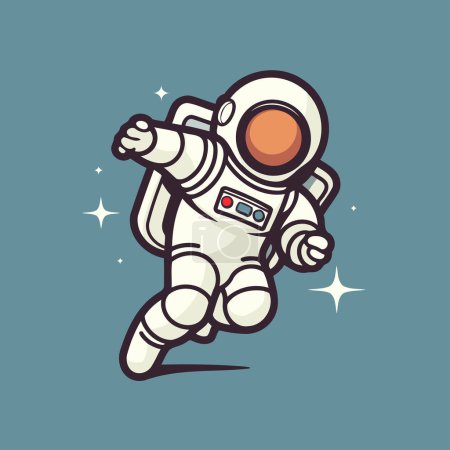 Illustration for Astronaut running in the space. Vector illustration in cartoon style. - Royalty Free Image