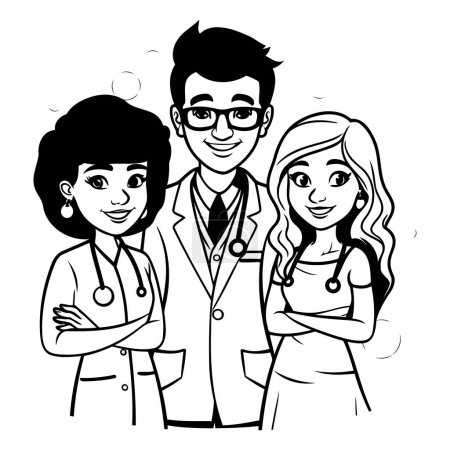 Illustration for Group of doctors with stethoscopes cartoon vector illustration graphic design - Royalty Free Image