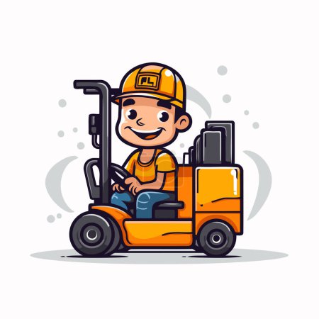 Illustration for Forklift driver. Cute vector illustration in cartoon style. - Royalty Free Image