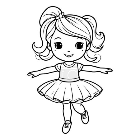Téléchargez les illustrations : Coloriage contour d'une jolie petite ballerine - en licence libre de droit
