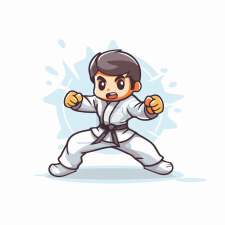 Illustration for Taekwondo Boy Cartoon Mascot Character Vector Illustration - Royalty Free Image